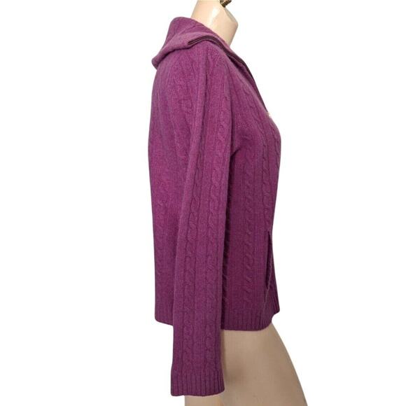 Ralph Lauren Pink Cableknit Angora Merino Wool Collared Cardigan Women‎ Medium - Picture 4 of 6